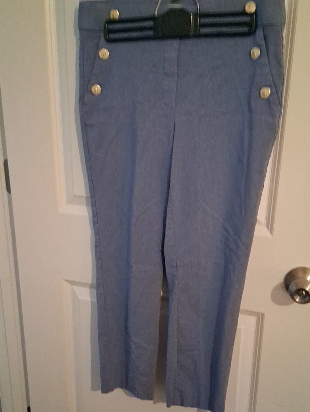 Jules & Leopold Light Blue Straight-Leg Button Detail Pants